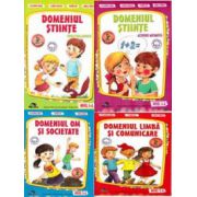 Set de 4 caiete pentru gradinita, nivel 5-6 ani. Domeniul, limba si comunicare, om si societate, stiinte (matematica), stiinte (cunoasterea mediului) - Editia, 2014