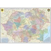 Romania si Republica Moldova.Harta administrativa 3500x2400 mm