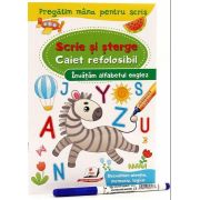 Invatam alfabetul englez. Caiet refolosibil cu whiteboard marker - scrie si sterge