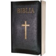 Biblia foarte mica, 043, coperta piele, neagra, cu cruce, margini aurii, repertoar, fermoar