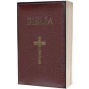 Biblia mare, 073, coperta piele, grena, cu cruce, margini aurii, repertoar