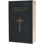 Biblia medie, 063, coperta piele, neagra, cu cruce, margini aurii, repertoar