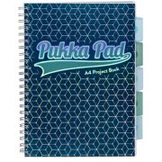 Caiet cu spirala si separatoare Pukka Pads Project Book Glee 200 pagini dictando A4, albastru inchis
