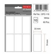Etichete autoadezive albe, 33 x 74 mm, 180 buc/set, TANEX