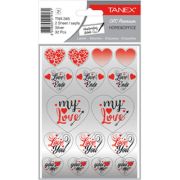 Stickere decorative, 2 file/set, TANEX Kids - inimi - argintii, TNX 345