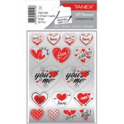 Stickere decorative, 2 file/set, TANEX Kids - inimi - argintii, TNX 346