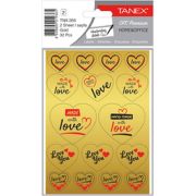 Stickere decorative, 2 file/set, TANEX Kids - inimi - aurii, TNX 355
