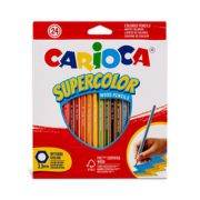 Creioane colorate CARIOCA Supercolor, hexagonale, 24 culori/cutie