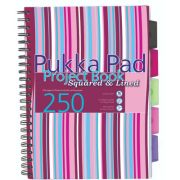 Caiet cu spirala si separatoare Pukka Pad Project Book Stripes A4, dictando, roz, 250 pag, coperti PP intarite CBPROBA4(3)