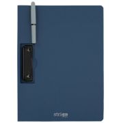 Clipboard Strigo vertical A4 cu clip metalic lateral, suport stilou, albastru marin