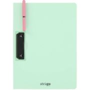 Clipboard Strigo vertical A4 cu clip metalic lateral, suport stilou, menta