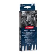 Liner Derwent Professional, 0.5 mm, pentru suprafete multiple, 5 buc/set, culori mate, alb-negru