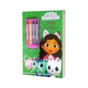Gabbys Dollhouse. Coloram cu Gabby. Carte de colorat cu 4 creioane cerate