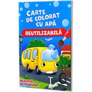 Mijloace de trasport. Carte de colorat cu apa. Reutilizabila