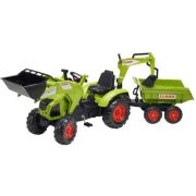 Tractor cu pedale pentru copii FALK 1010W Claas Axos cu cupa, excavator si remorca