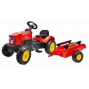 Tractor Falk pentru copii, cu pedale si remorca, rosu