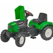 Tractor Falk pentru copii, cu pedale si remorca, Verde