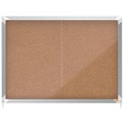 Avizier NOBO Premium Plus, interior, pluta, 8X A4, geam glisant si cheie, natur