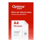Etichete albe autoadezive 12/A4, 63.5 x 72 mm, 100 coli/top, colturi rotunjite