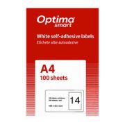 Etichete albe autoadezive 14/A4, 105 x 42.3 mm, 100 coli/top, Optima Smart