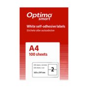 Etichete albe autoadezive 2/A4, 105 x 297 mm, 100 coli/top, Optima Smart
