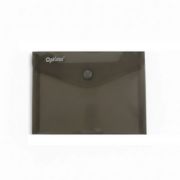 Mapa PP protectie documente A6 landscape, inchidere cu capsa, 10/set, Optima - fumuriu