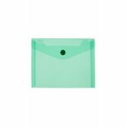 Mapa PP protectie documente A6 landscape, inchidere cu capsa, 10/set, Optima - verde transparent