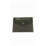 Mapa PP protectie documente A7 landscape, inchidere cu capsa, 10/set, Optima - fumuriu