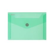 Mapa PP protectie documente A7 landscape, inchidere cu capsa, 10/set, Optima - verde transparent