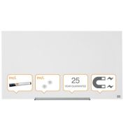 Tabla NOBO Impression Pro Widescreen 45, sticla, 100x56cm, magnetica si marker, tavita, magneti, alb