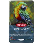 Creioane colorate Derwent Professional Chromaflow, cutie metalica, 12 buc/set