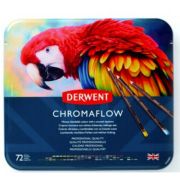 Creioane colorate Derwent Professional Chromaflow, cutie metalica, 72 buc/set
