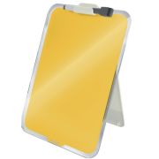Tabla Cosy din sticla, pentru birou, marker inclus, cu trepied, galben chihlimbar