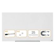 Tabla NOBO Impression Pro Widescreen 57, sticla, 126x71cm, magnetica si marker, tavita, magneti, alb