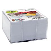 Cub hartie cu suport plastic, 75x75x50mm, hartie culoare alba