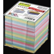 Cub hartie cu suport plastic, 75x75x50mm, hartie culori intense asortate