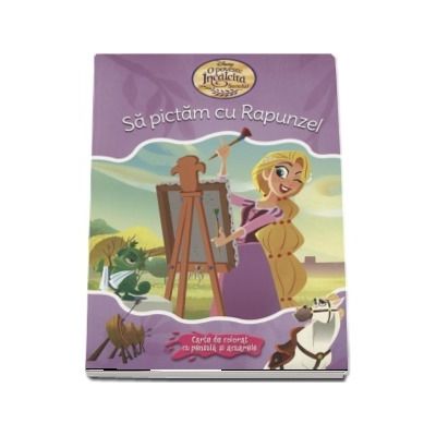 Sa pictam cu Rapunzel. Carte de colorat cu pensula si acuarele