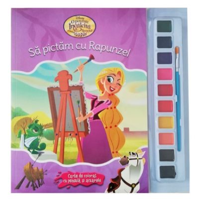 Disney. O poveste incalcita. Sa pictam cu Rapunzel. Carte de colorat cu pensula si acuarele