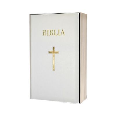 Biblia foarte mica, 043, coperta piele, alba, cu cruce, margini aurii, repertoar