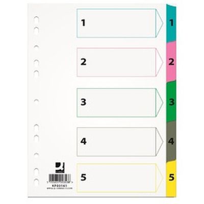 Index carton alb Mylar numeric 1- 5, margine PP color, A4, 170g/mp