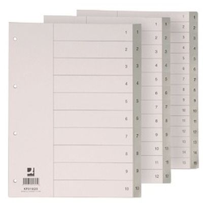 Index plastic gri, numeric 1-12, A4, 120 microni