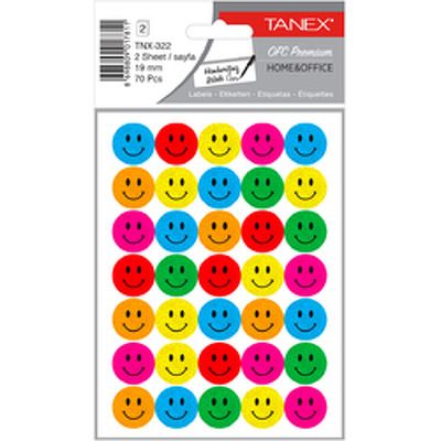 Stickere decorative, 2 file/set, TANEX Kids - Smile face, D19mm - color mix - holograma