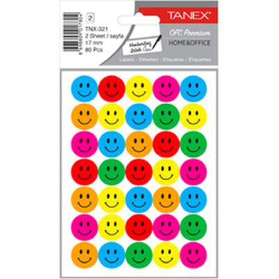 Stickere decorative, 2 file/set, TANEX Kids - Smile face, D19mm - color mix