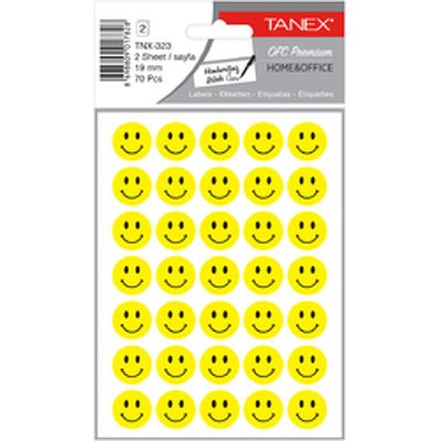 Stickere decorative, 2 file/set, TANEX Kids - Smile face, D19mm - galbene