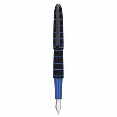 Stilou DIPLOMAT Elox Ring, cu penita M, din otel inoxidabil - black blue
