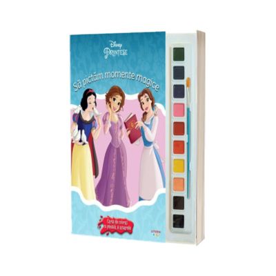 Disney. Printese. Sa pictam momente magice. Carte de colorat cu pensula si acuarele