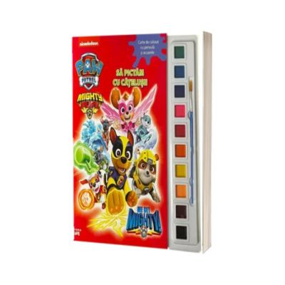 Patrula catelusilor. Sa pictam cu catelusii. Carte de colorat cu pensula si acuarele