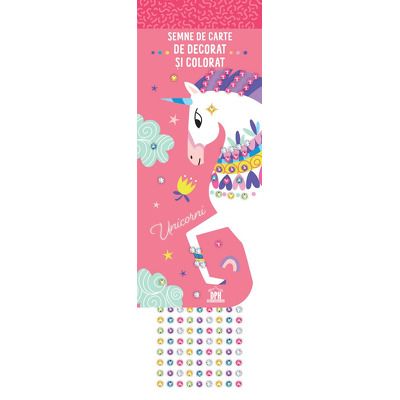Semne de carte de colorat - Unicorni (cu strasuri)