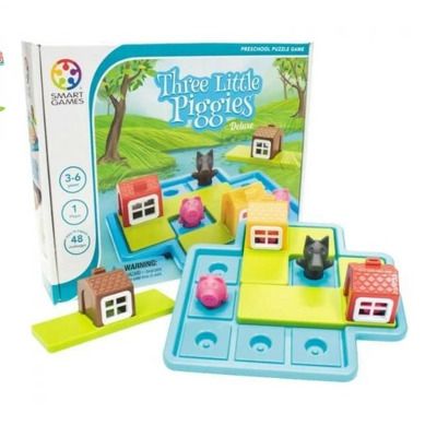 Smart Games - Three Little Piggies - Deluxe, joc de logica cu 48 de provocari, 3+ ani