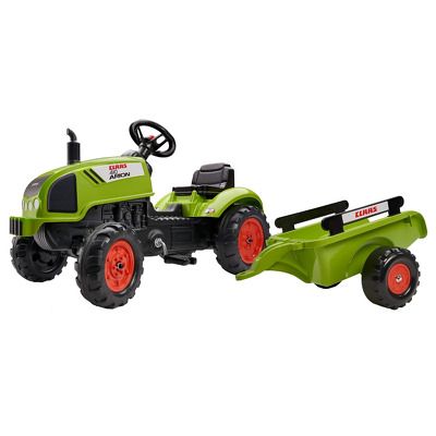 Jucarie tractor pentru copii cu pedale si remorca